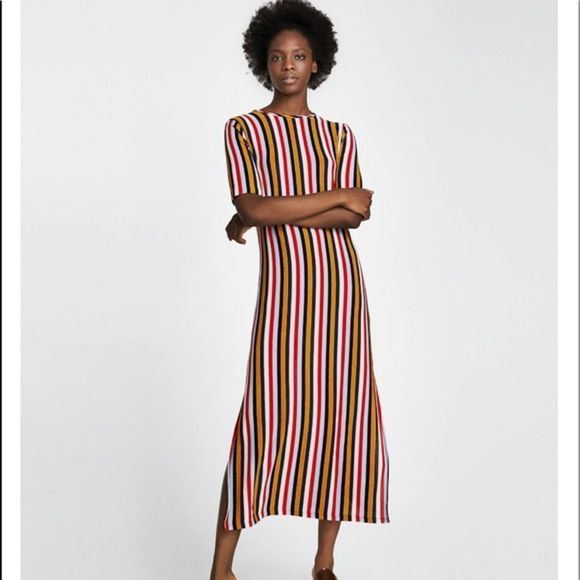 Zara Dresses & Skirts - ✨ Zara Fun Colored Striped Dress 🎨✨